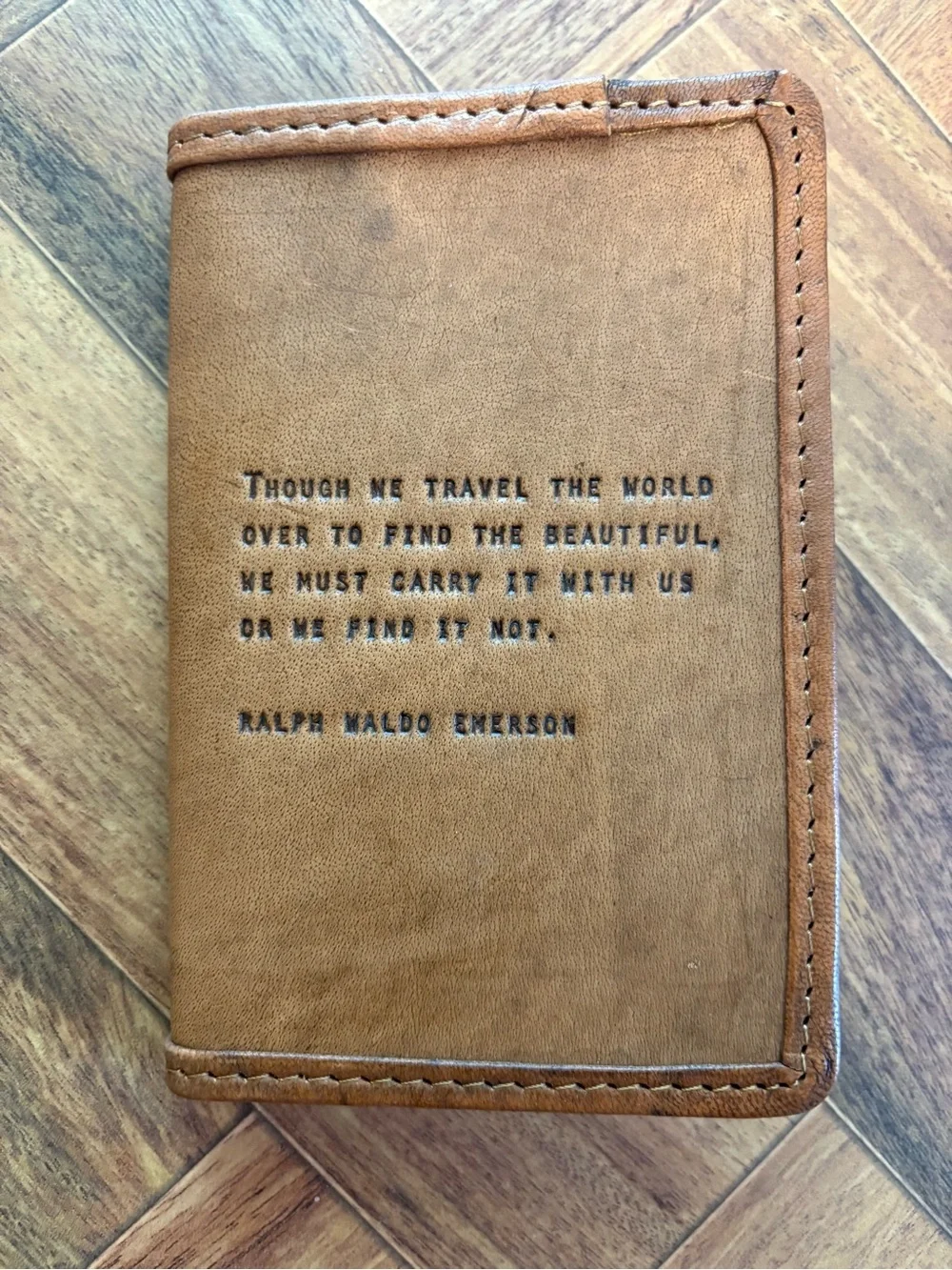 Sugarboo&Co Ralph Waldo Emerson Quote Leather Passport Cover